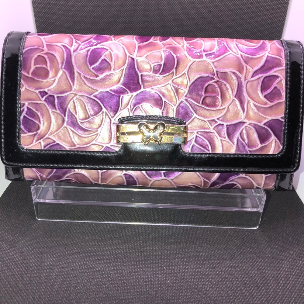 Anna Sui Dolce purple embossed kiss lock wallet